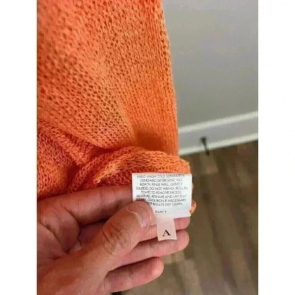 Eileen Fisher Women's Plus 2X Linen Blend Knit Sweater Sheer Lagenlook Orange - Picture 7 of 13